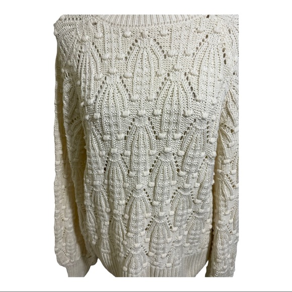 Jun & Ivy womens crewneck sweater Small off white Cotton - Picture 2 of 11